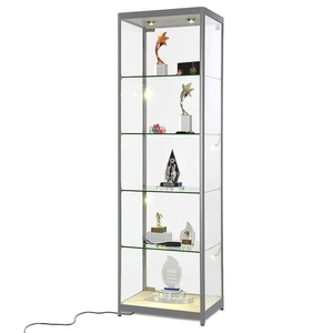 Bán buôn <span class=keywords><strong>freestanding</strong></span> bán lẻ hiển thị Showcase nhôm và Tempered Glass Tower trường hợp với khung kim loại cho các cửa hàng - Product Image 1