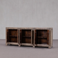 Buffet de salle à manger rustique en bois massif, style campagne française, 6 portes, écologique, durable, fait main, finition naturelle vieillie