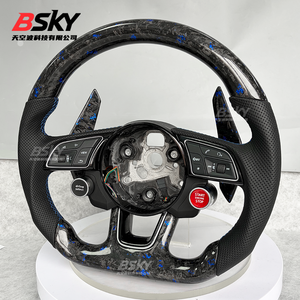 Pour <span class=keywords><strong>Audi</strong></span> A1 A3 A4 A5 A6 A7 C6 C7 S3 S4 S5 S7 <span class=keywords><strong>Q3</strong></span> Q5 Q7 SQ5 <span class=keywords><strong>RS</strong></span> RS3 RS5 RS6 B8 R8 Volant en fibre de carbone forgée avec démarrage à une touche - Product Image 6