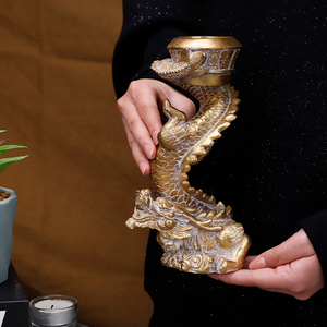 Udeco Offre Spéciale Chandelier <span class=keywords><strong>Dragon</strong></span> Doré Personnalisé Ornements Figurine <span class=keywords><strong>Dragon</strong></span> 3D <span class=keywords><strong>Bougeoir</strong></span> en Résine pour Cadeaux Décoration de la Maison - Product Image 1