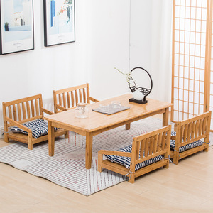 Japanese Style Tatami Chair Set Wooden Low Table With <b>Cushions</b> Living Room Furniture For <b>Small</b> Apartment - Product Image 1