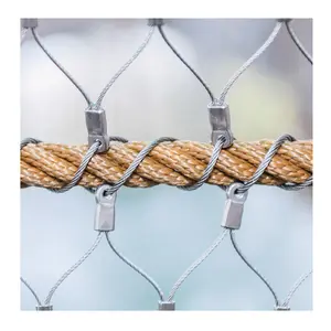 Flexible Metal Mesh Netting Stainless Steel Rope Net Zoo Fence Mesh Diamond Hole Ferrule Mesh