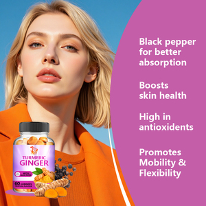 Suplementos Herbales Naturales Más Vendidos con Extracto de Raíz de Jengibre, Extracto de Pimienta Negra, Gomitas de Jengibre y Cúrcuma, Antioxidantes - Product Image 5