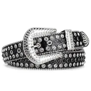 Cintura Western da Donna con Strass, Fibbia in Lega, in Pelle PU, Stile Y2K <span class=keywords><strong>Punk</strong></span> <span class=keywords><strong>Rock</strong></span> - Product Image 1