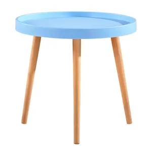 Tavoli moderni in stile semplice per ristoranti, caffè, plastica, gambe circolari in legno, Mini tavolini da caffè.