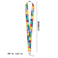 Sangle de cou de sensibilisation à l'autisme avec logo personnalisé, motif puzzle, sublimation imprimée, lanière d'autisme avec crochet en métal