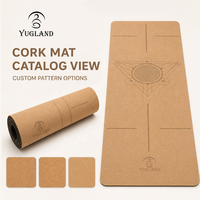 Tapis de yoga minimaliste en liège Yugaland, antidérapant, imprimé, pour studio de yoga, logo personnalisé, vente en gros
