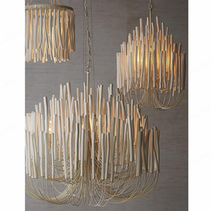 Suspension Haute Qualité Grand <span class=keywords><strong>Lustre</strong></span> En <span class=keywords><strong>Métal</strong></span> En <span class=keywords><strong>Bois</strong></span> De Style Nordique Finition Blanche et Noire Ampoule LED Source de Lumière Personnalisable - Product Image 4
