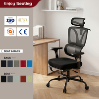 Chaise de bureau ergonomique en maille noire, vente en gros d'usine, avec repose-pieds rétractable, accoudoirs réglables 4D, hauteur réglable, pivotante