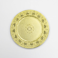 Assiette de restaurant de 13 pouces, Style européen, de qualité supérieure, ronde, dorée, Design Unique