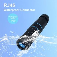 Konektor RJ45 Tahan Air IP68 Cat.6 Berpelindung Tembaga Murni Konektor Ethernet Tahan Air