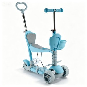 Patinete Convertible de 3 Ruedas con Barra de Empuje, Luz Incluida, Altura Ajustable y Freno Delantero para Niños Pequeños - Product Image 5