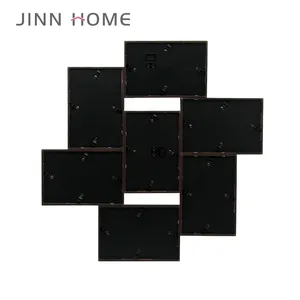 Jinn Home中国メーカーブラックコラージュ7壁掛け用フォトプラスチックフレーム壁掛けフレームセット
