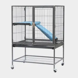 High quality two-open door with stainless steel wire pet cat cage outdoor metal for dog cat rabbit cage