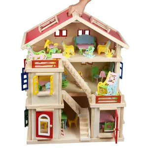 彩色娃娃屋假装玩天然生态屋益智木玩具儿童
