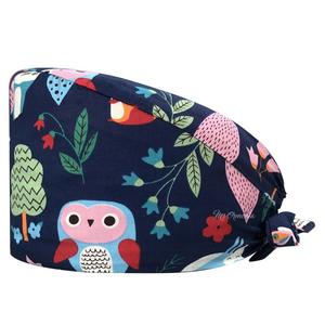 Gorro de trabajo con lazo en la espalda, gorros de fregado Dental con botón, bonito estampado, transpirable para Hospital, banda para el sudor Unisex - Product Image 2