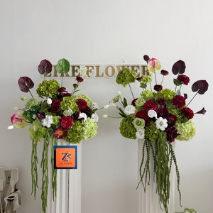 Décorations de fête prénatale Baby in Bloom, Hortensias verts, Roses blanches artificielles, Centre de table pour mariages - Product Image 5