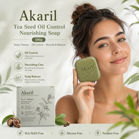 Akaril 100g Savon Solide Végétalien Bio Nourrissant à l'Huile de Graines de Thé Sans Sulfate pour Équilibrer et Fortifier le Cuir Chevelu Doux et Végétal