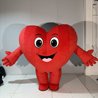 Valentijnsdag Rood Hart Opblaasbaar Mascottekostuum Volwassenen Cartoon Wandelend Hart Mascot Outfit Op Maat Pluche Karakterkostuum