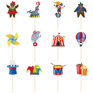 12 Adornos para Pastel de Fiesta de Cumpleaños de Carnaval, Decoraciones para Pastel con Temática de <span class=keywords><strong>Circo</strong></span>, Mini Banderas - Product Image 6
