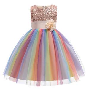 Robe en maille arc-en-ciel à paillettes sans manches pour petite fille, la moins chère, pour mariage ou fête - Product Image 5
