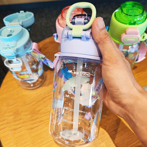 Zannuo Portable Cartoon Straw Cup 500Ml Double Wall Kids Water <b>Bottle</b> For Outdoor Use Student Gift With Bear Pattern - Product Image 4