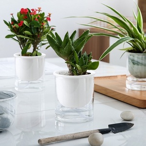 Hiện Đại Rõ Ràng Thủy Tinh Và Đá Cẩm Thạch Gốm Lười Biếng Người Lọ Hoa Tự Tưới Nước Thủy Canh Trồng Chậu Hoa - Product Image 5