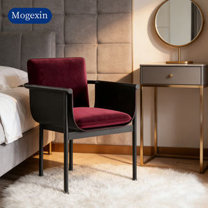 Modern European Luxury <b>Red</b> Velvet Upholstered <b>Dining</b> Armchair for Living Room Villa Home <b>dining</b> room Commercial Furniture - Product Image 2