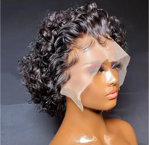 Promotion Populaire : Perruque Pixie Cut 13x1 <span class=keywords><strong>Cheveux</strong></span> Humains Courts <span class=keywords><strong>Bouclés</strong></span>, Perruque Frontale 13x4 <span class=keywords><strong>Cheveux</strong></span> Humains Naturels Brésiliens Très <span class=keywords><strong>Bouclés</strong></span> pour Femmes Noires - Product Image 1