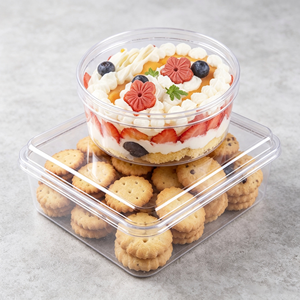 Boîte en plastique PS rigide transparente attrayante avec couvercle assorti pour tiramisu, mousse, gâteau, biscuit, pâtisserie aux fruits, dessert, emballage à emporter - Product Image 5