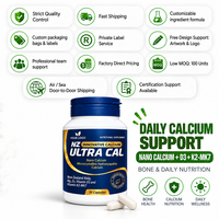 Capsules d'hydroxyapatite de calcium nano, vitamines D3 K2 MK7, marque privée OEM, complément alimentaire pour la nutrition osseuse, vente en gros, usine B2B