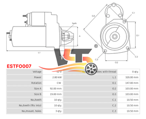Nuevo arrancador automático ESTFO007 para <span class=keywords><strong>Ford</strong></span> 2000 /3000/3600 para <span class=keywords><strong>motor</strong></span> de arranque NEW HOLLAND 1526103 1624968 702000150 71YB11000AA - Product Image 6