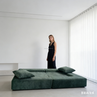 Canapé carré pour enfants Milliard à deux places - Meubles modulaires pour salle de jeux/chambre d'enfant (bleu marine) avec housse en PU amovible et lavable