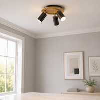 Plafonnier LED en bois et aluminium de style nordique, à intensité variable, orientable, pour couloir, salon, montage en surface