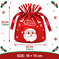Sac cadeau en velours avec cordon de serrage, imprimé Père Noël, pour les fêtes de Noël, emballage de détail, vente en gros