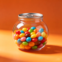 Conteneur en plastique transparent à large ouverture de 210 ml avec logo personnalisé, de qualité alimentaire, avec couvercle en métal facile à ouvrir, boîtes en plastique en forme de boule
