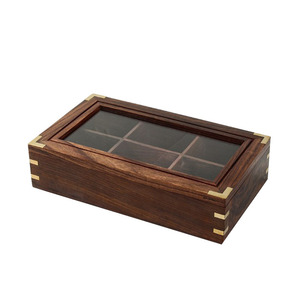 Wooden Jewelry Box With Mirror 6 Compartments Rectangle <b>Watch</b> <b>Case</b> Storage Organizer For Jewelry Packaging - Product Image 2