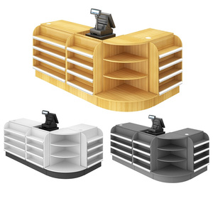 Thiết kế quầy tính tiền siêu thị tùy chỉnh, bàn quầy thu ngân bằng <span class=keywords><strong>MDF</strong></span>, quầy tính tiền tiện lợi cho cửa hàng tiện lợi - Product Image 2