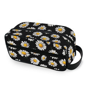 Trousse de Toilette Portable à Fermeture Éclair, Grande, Style Simple, Motif Fleurs Mignonnes, Logo Personnalisé, Prix Abordable - Product Image 1