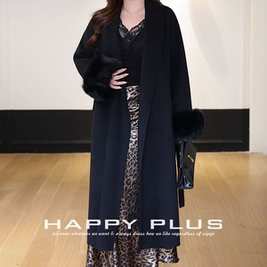 Manteau en laine pour femmes grandes tailles Runqi, coupe ample, manches longues avec poignets en fourrure, vêtements d'extérieur automne-hiver - Product Image 3
