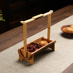 Bamboo Fruit Plate With Handle Chinese Style Snack Dish For Home And Restaurant Use - Product Image 2