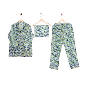 Women's Indian Nightwear Long Full Length Pajama Set 100% Cotton Breathable Quick Dry Simple Vintage Floral Digital Printed Soft - Product Image 1