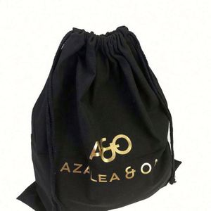 Custom <b>Large</b> Black Cotton Drawstring Bag Luxury Handbags Leather Products Shoe Cover Dust Cover Dress for Shoes Clothes Hats - Product Image 1