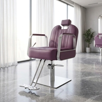 Chaise de coiffure hydraulique ergonomique en cuir, portable, vintage, robuste, pour salon de beauté, en promotion