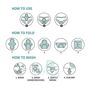 Serviettes hygiéniques lavables et réutilisables en coton pour femmes - Product Image 4