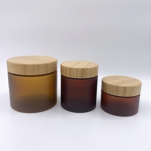 Tarro de Crema Facial para Mascotas de 50g, 150g, 250g, 500g, Color Ámbar Esmerilado, con Tapa de Madera de Bambú, en Oferta - Product Image 1