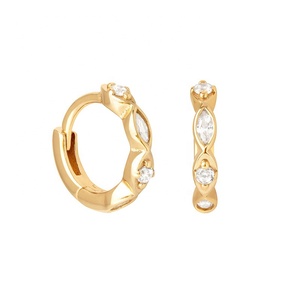 Jewelry 925 <b>Silver</b> 18k Gold Jewelry Round Horse Eye Zircon <b>huggies</b> <b>Earring</b> - Product Image 6