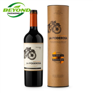 Boîte tube d'emballage cadeau de bouteille de liqueur de vin rouge avec ruban avec cylindre en carton rigide de luxe avec logo personnalisé - Product Image 3