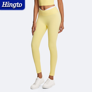 Leggings Sportivi da Donna ad Asciugatura Rapida, Alta Elasticità, Vita a V, Compressione, Morbidi, con Lacci e Colori a Contrasto - Product Image 4