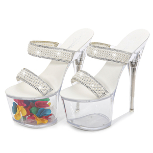 Sandali da Donna con Tacco Alto 17cm, Tacco Sottilissimo, Eleganti per Performance sul Palco, Ciabatte Alla Moda con Design a Strass, Preferiti dalle Star - Product Image 3